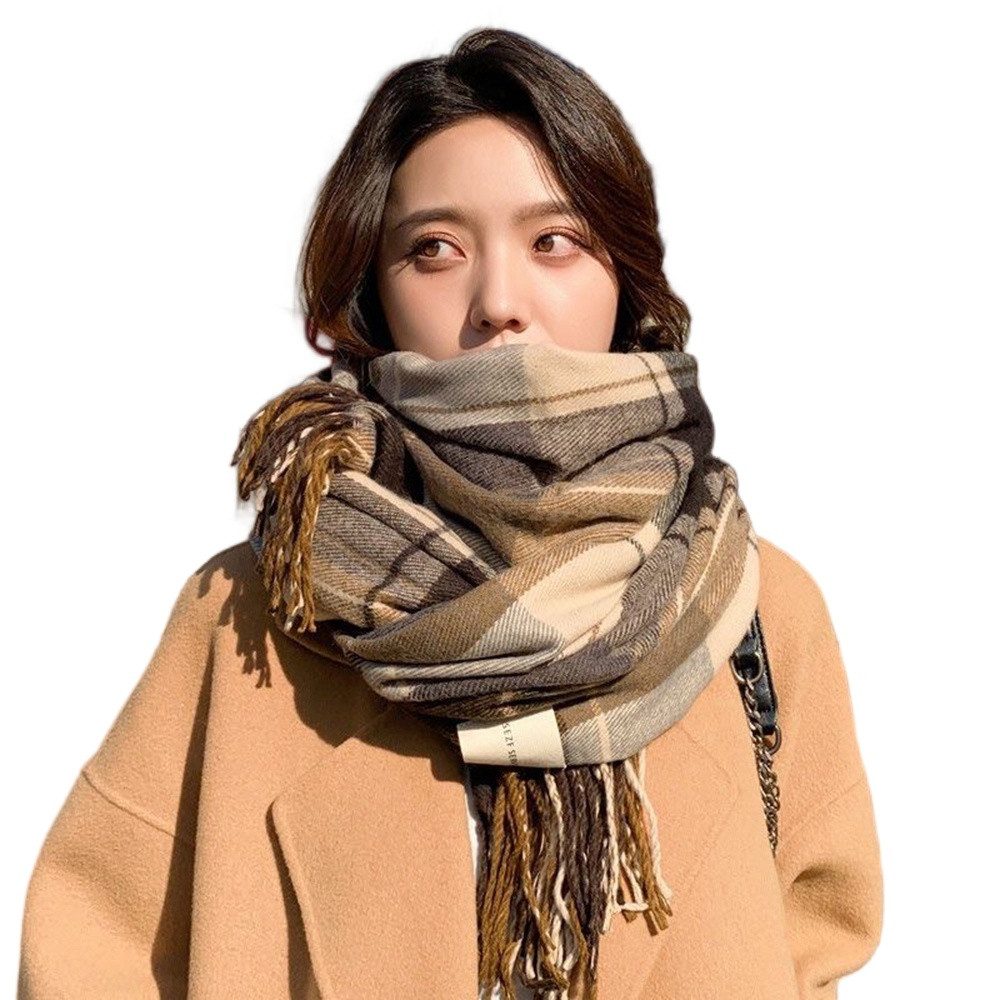 Cachito Wollschal Damen Weich Lange Wraps,Groß Karo Fransen Schals,Warm Winterschal, Warm Tartan Schals, Umhang, Schals für Damen als Geschenk