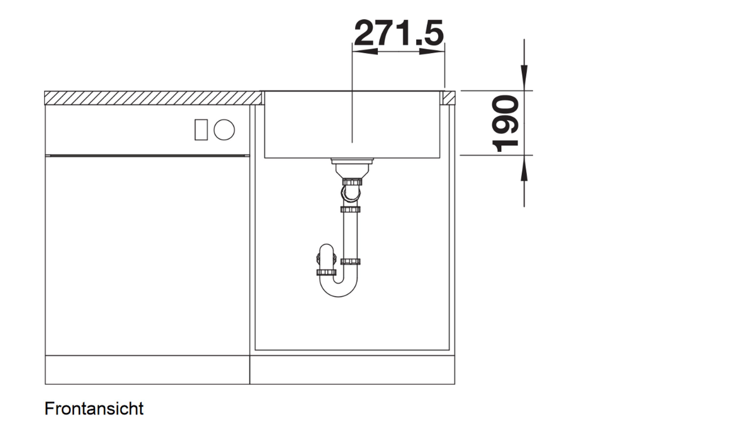 500-IF Küchenspüle Blanco geradlinige Beckenform filigranem Zeitlos weiß, 524109 cm, mit Subline 50/19 Rechteckig, IF-Einbaurand Blanco elegante,