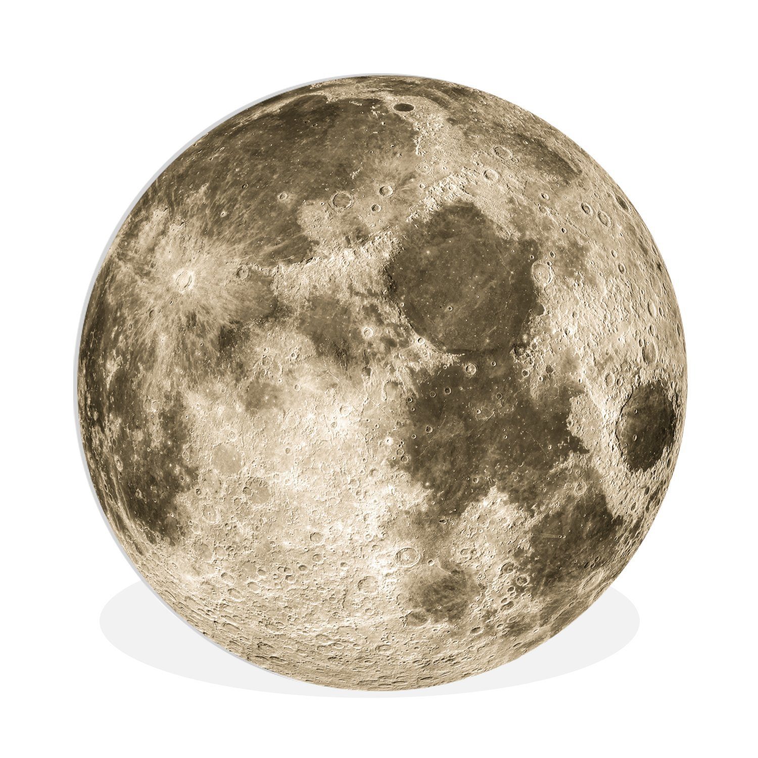 MuchoWow Gemälde Weltraum - Mond - Jahrgang, Fotodruck (1 St), Kreis Wanddekoration, Rundes Wandbild, 30x30 cm