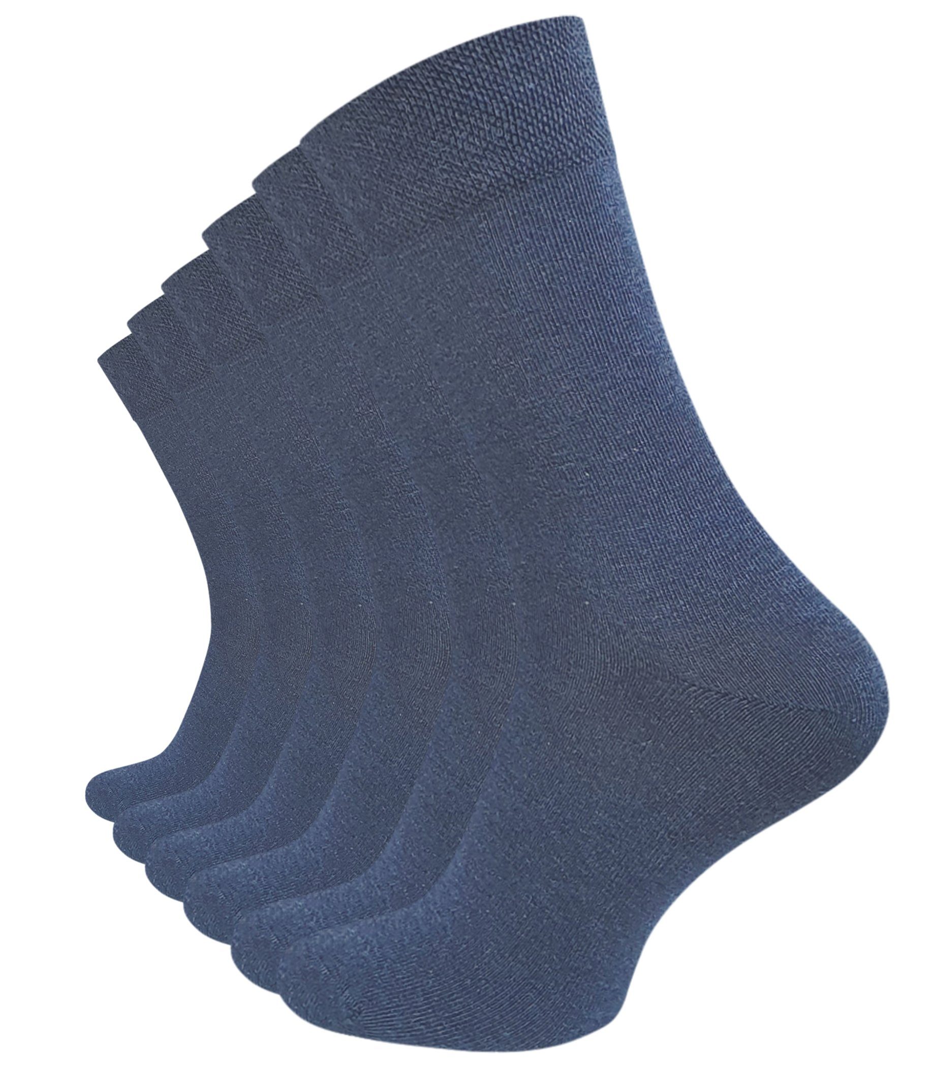 Cotton Prime® Basicsocken ohne Gummibund (6-Paar) weiche Baumwollqualität blau