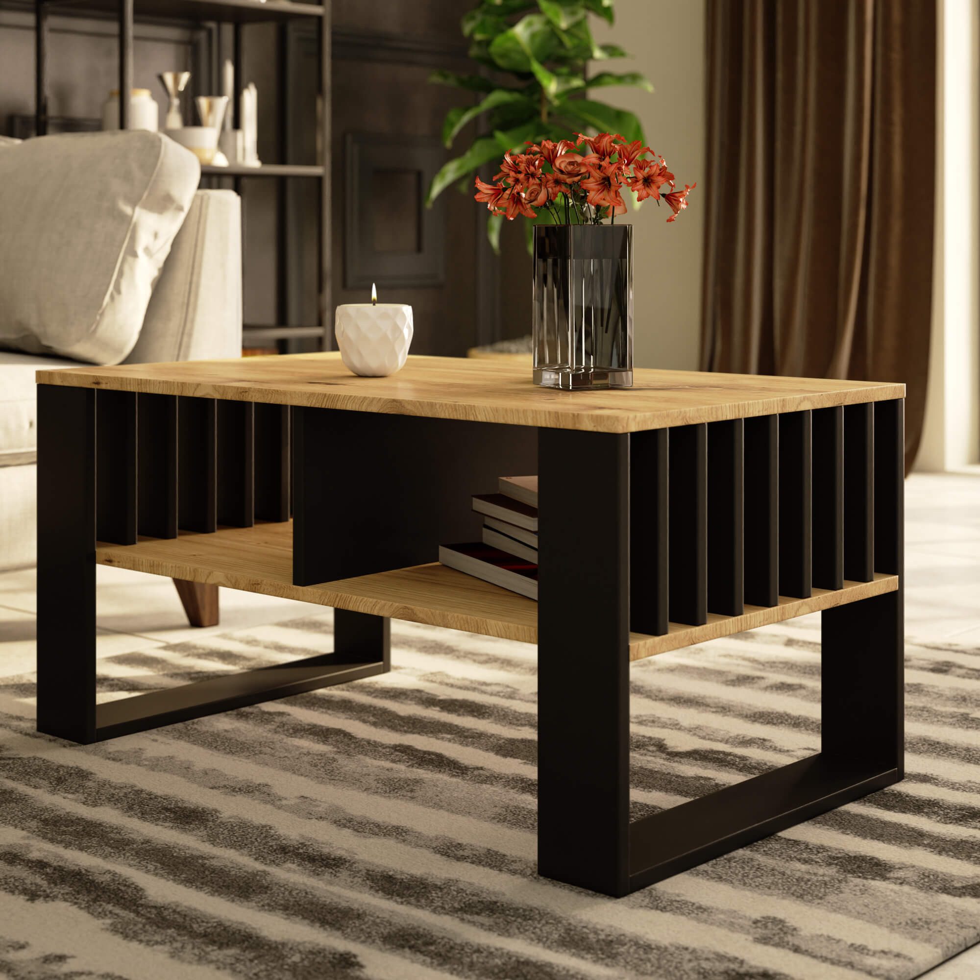 Raumhirsch Furniture Couchtisch Moderner Sofatisch (Kaffeetisch, Wohnzimmertisch 92×50x45 cm), Beistelltisch in 5 Farben – Bild 5 von 5