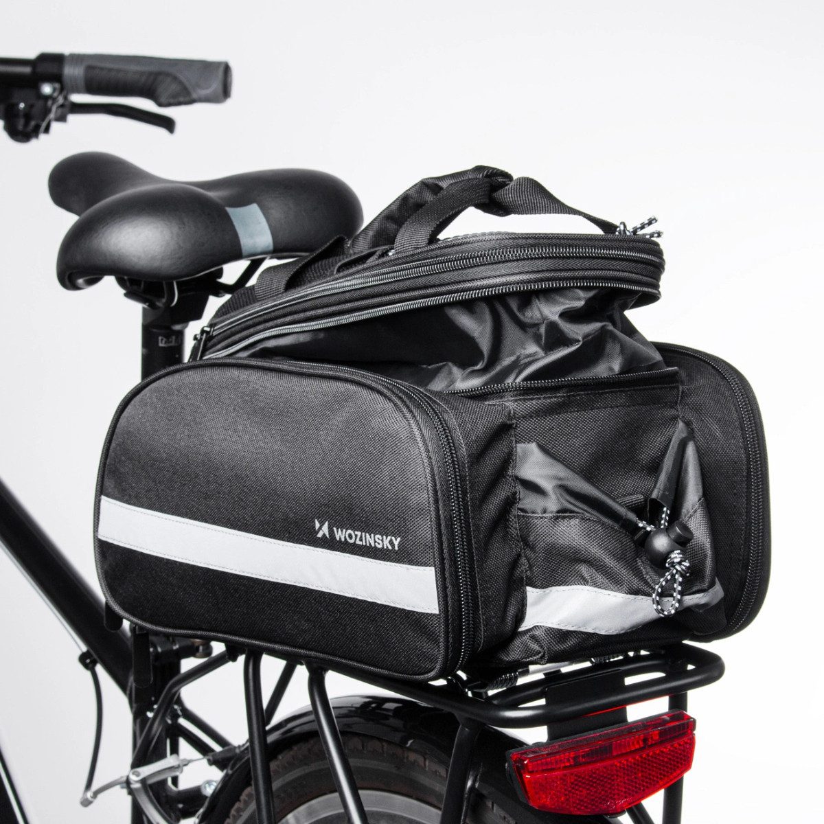 Wozinsky Fahrradtasche WBB36BK, 2-tlg. Doppeltasche mit Reflektoren, spritzwassergeschützt, robust