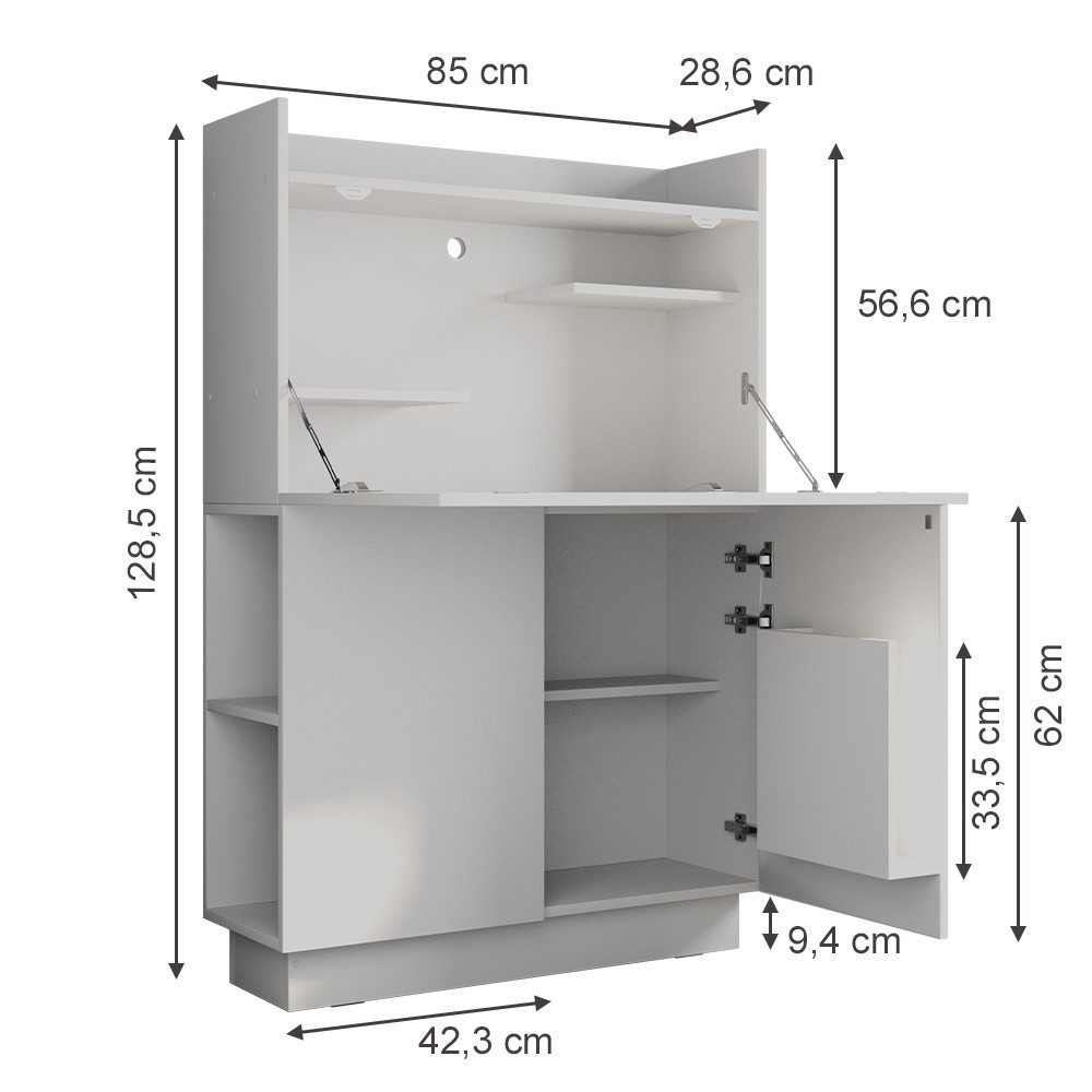 Vicco Regal-Schreibtisch Alena, Weiß, 85 x 27 cm günstig online kaufen