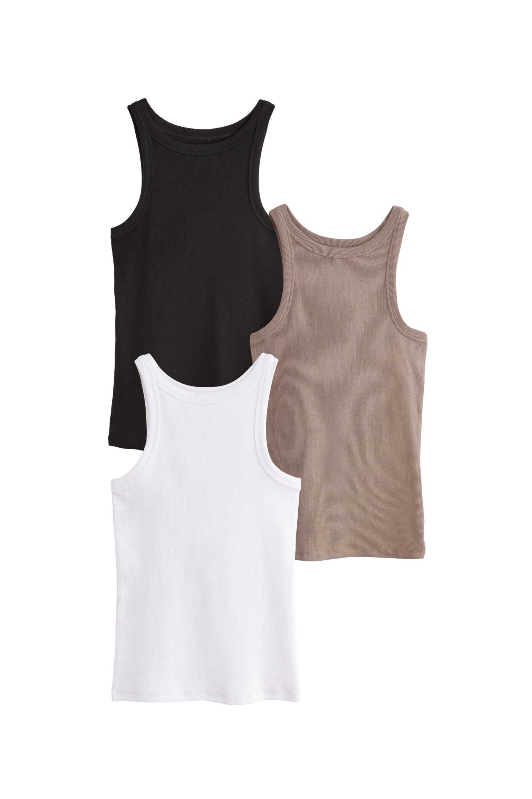 Shirttop 3er-Set gerippte Trägertops mit Ringerrücken