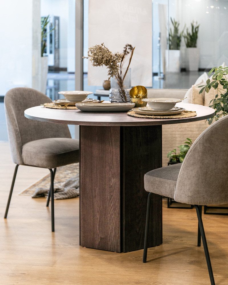 Selsey Esstisch HEXA, Rund, zylindrisches Gestell, Durchmesser 110 cm günstig online kaufen