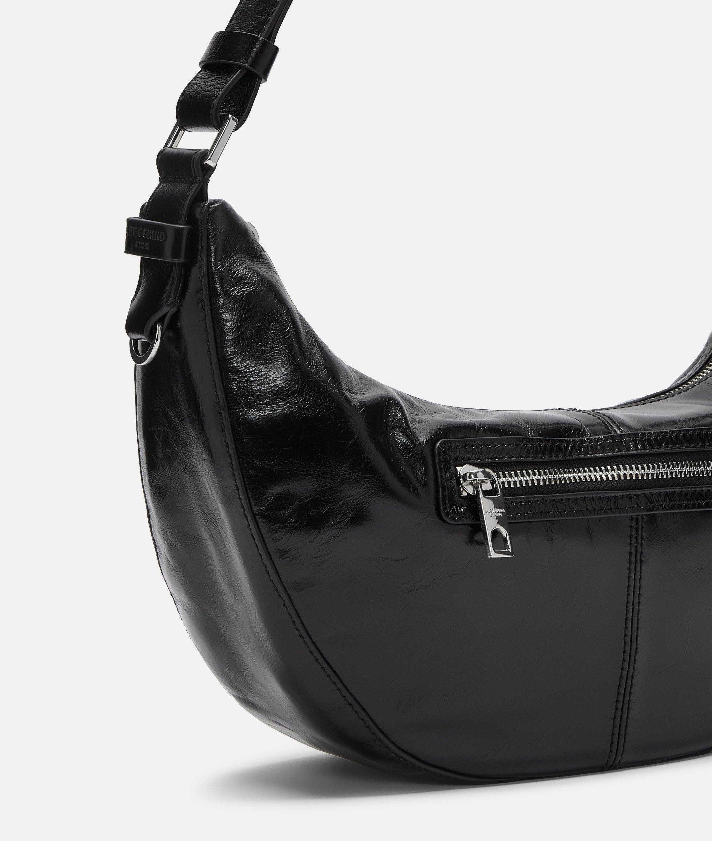 Liebeskind Berlin Schultertasche Moon Hobo S, Handliche Hobo-Bag aus Rindsleder mit glossy Finish