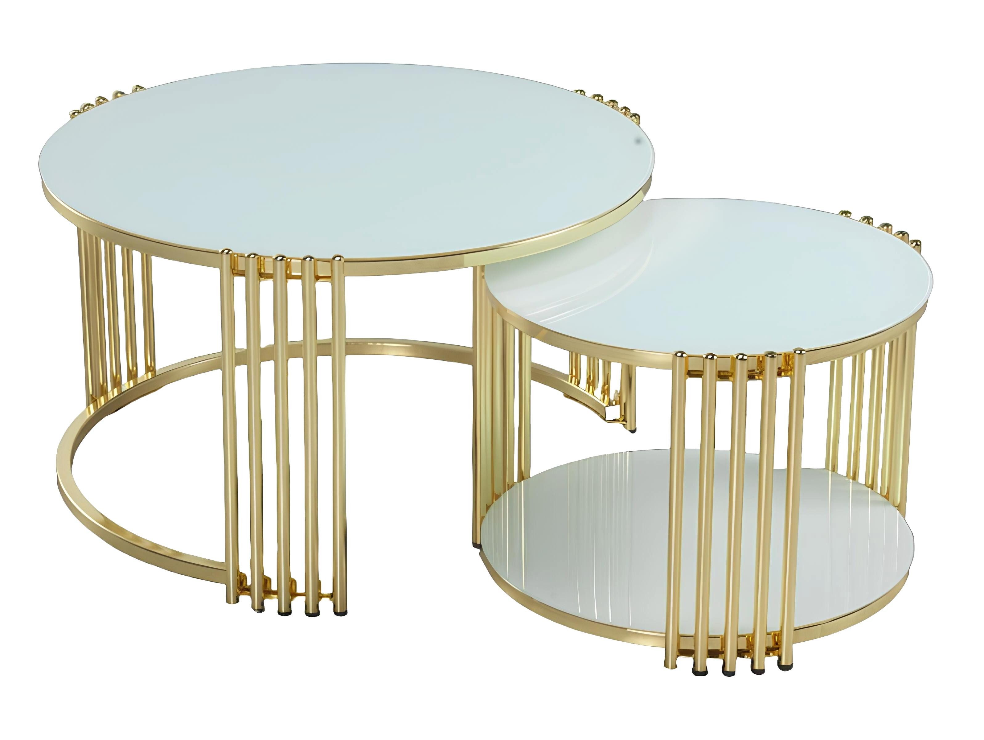 Xlmoebel Couchtisch Weißer runder Couchtisch aus Metall für elegantes Wohnen (Couchtisch), Hergestellt in Europa