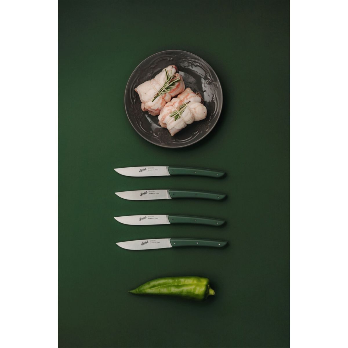 Berkel Besteck-Set Steakmesser-Set 4-tlg. Color verde, Edelstahl / Kunststoff