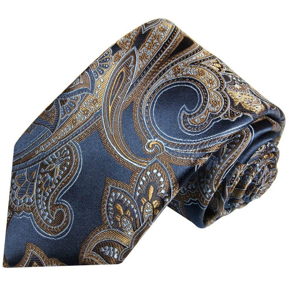 Paul Malone Krawatte Elegante Seidenkrawatte Herren Schlips modern paisley  100% Seide Breit (8cm), blau braun 2043