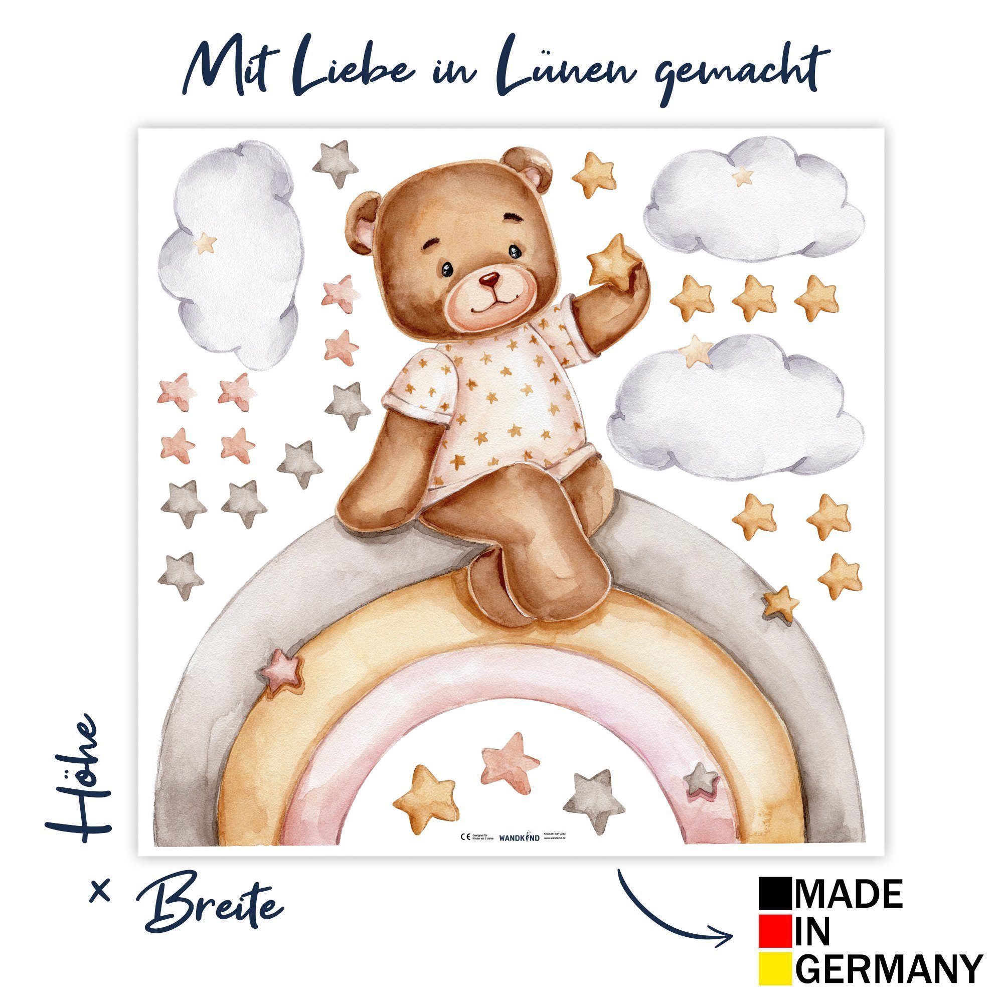 WANDKIND Wandtattoo Bär auf dem Regenbogen V327 (Bär), Wieder ablösbar günstig online kaufen
