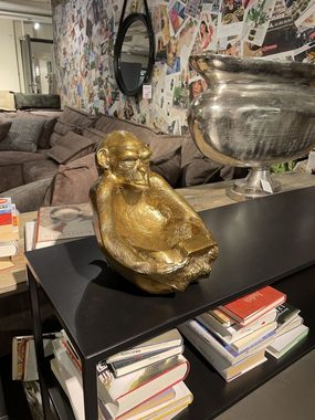 More2Home Dekoschale MONKEY, Affe mit Ablageschale in Aluminium massiv (3 KG) gold