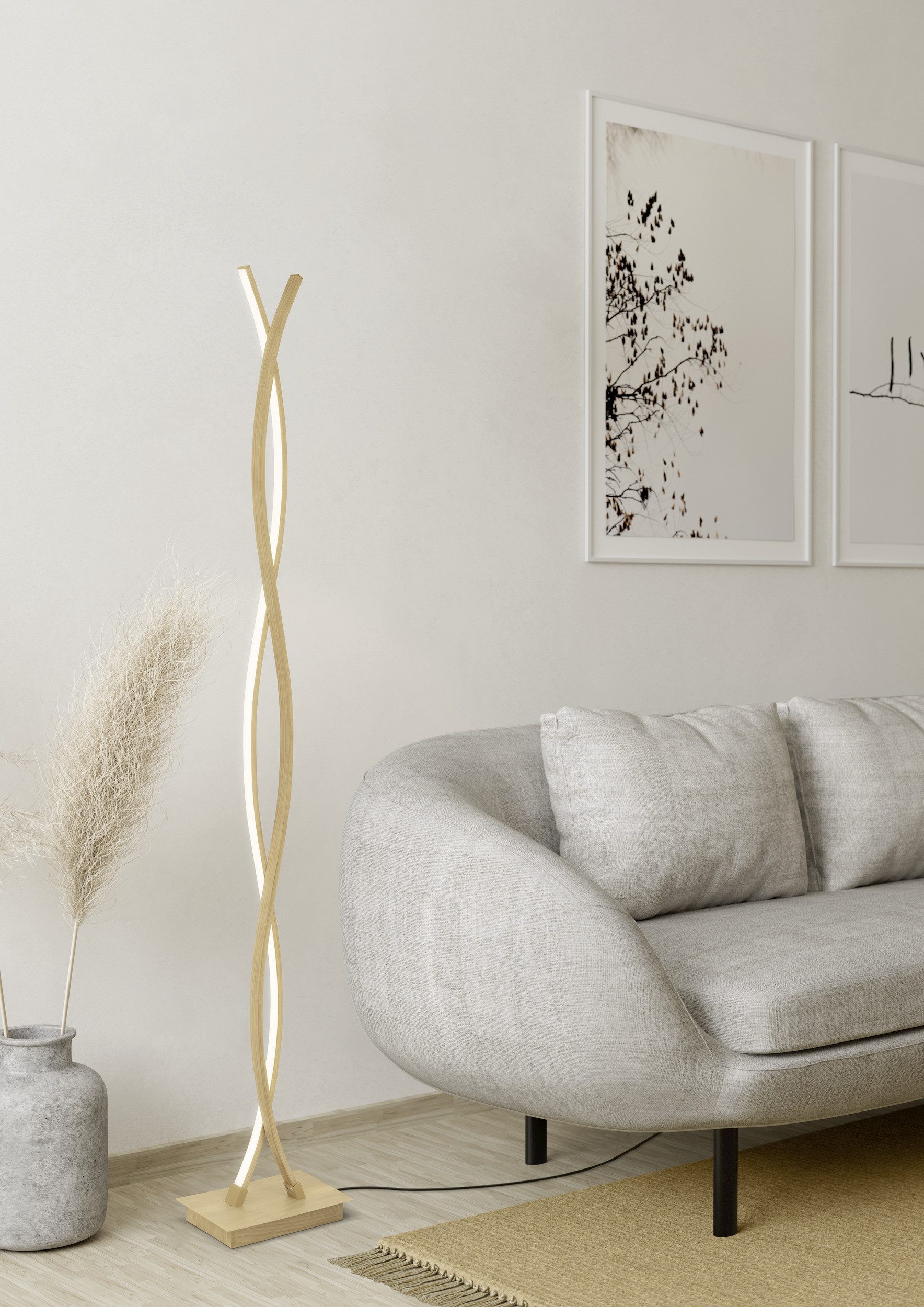 EGLO Stehlampe LASANA 4 Stehlampe - Stahl, Alu - LED - 36W - IP20, Ein-/Ausschalter, LED fest integriert, Warmweiß, Standleuchte, Leselampe, Wohzimmer, Schlafzimmer, L23 x B11 x H143 cm