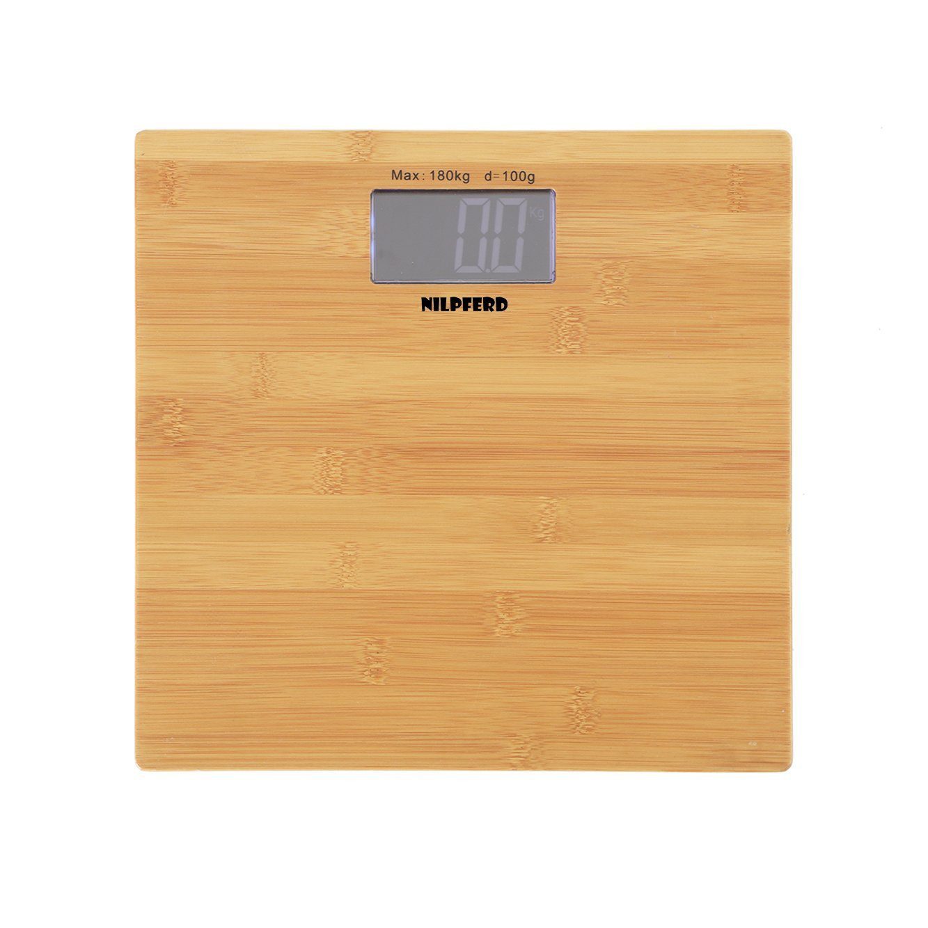Zedelmaier Personenwaage Personenwaage aus echtem Bambus Badezimmerwaage Badwaage 180kg, D=100g, 30x30cm Trittflaeche, Personenwaage Umweltfreundlich