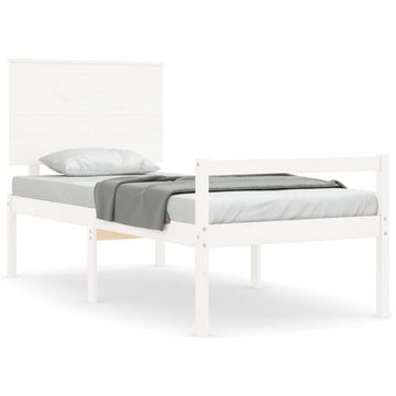 vidaXL Bett Seniorenbett mit Kopfteil Weiß Massivholz