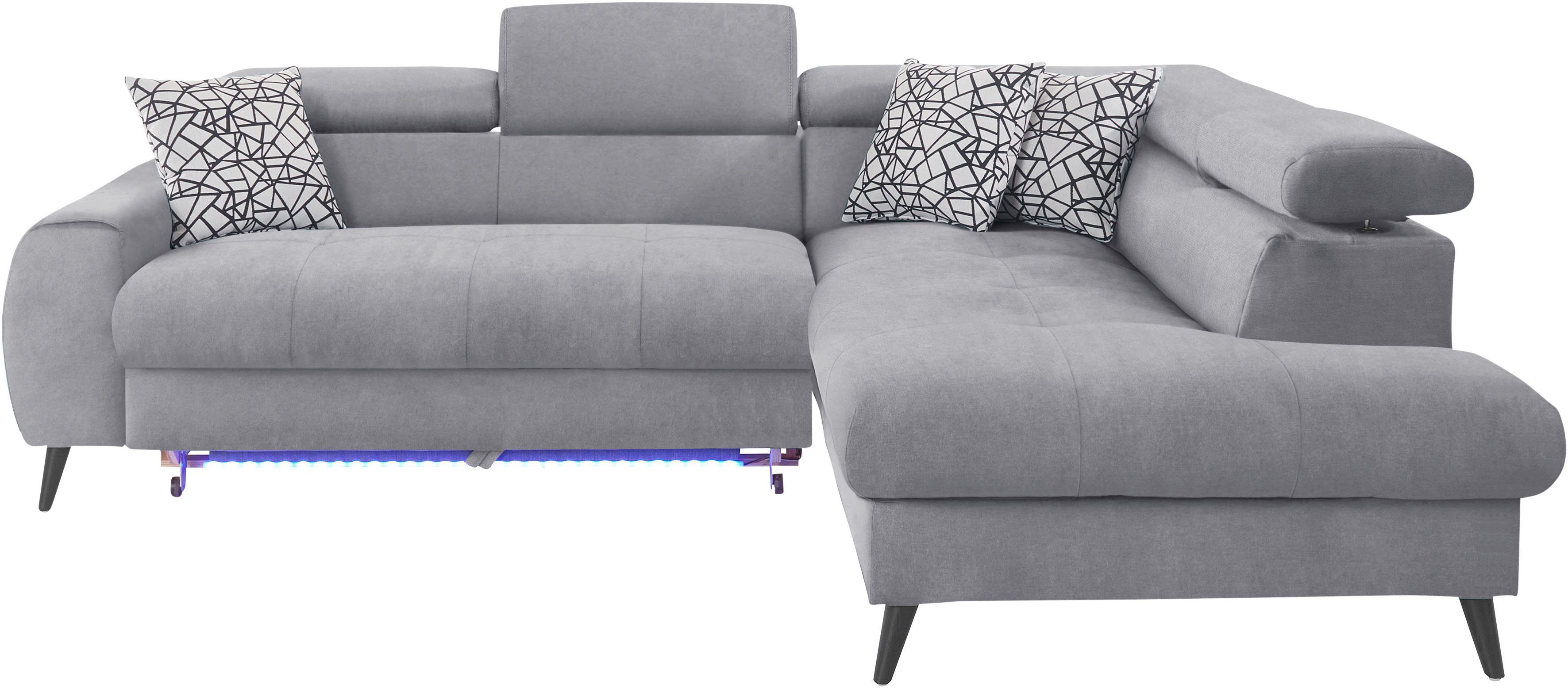 COTTA Ecksofa "Mia L-Form mit 3 Zierkissen", wahlweise mit Bettfunktion, Be günstig online kaufen