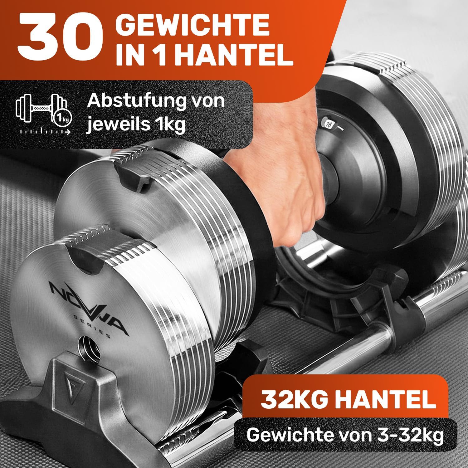EVERLEVEN Hantel-Set Verstellbare Kurzhantel Nova Series