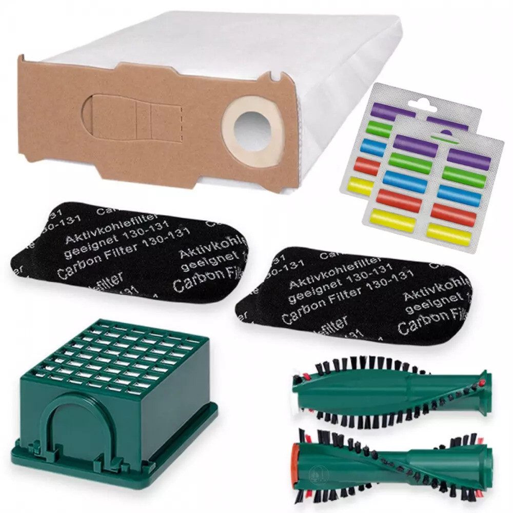 PRIMEBAG Staubsaugerbeutel 49tlg. Beutel Bürsten Filter Duft passt für Vorwerk VK 130 131