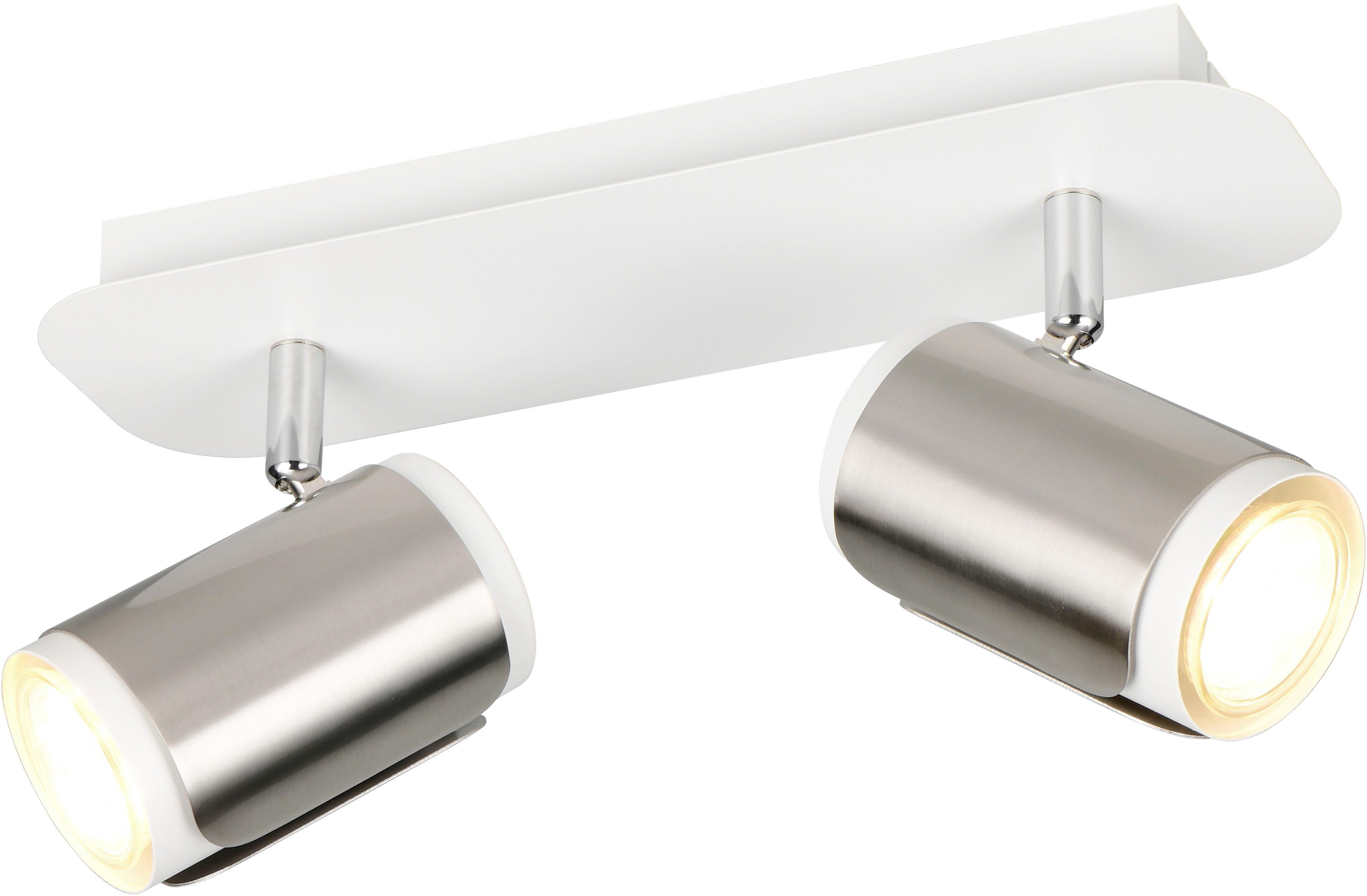 TRIO Leuchten Deckenstrahler GILLAN, Spot 2-flammig, exkl 2x GU10 max 10W, 30x16x12 cm (B/H/T), Leuchtmittel wechselbar, warmweiß - kaltweiß, als Wandstrahler oder Deckenstrahler montierbar, Spots schwenkbar