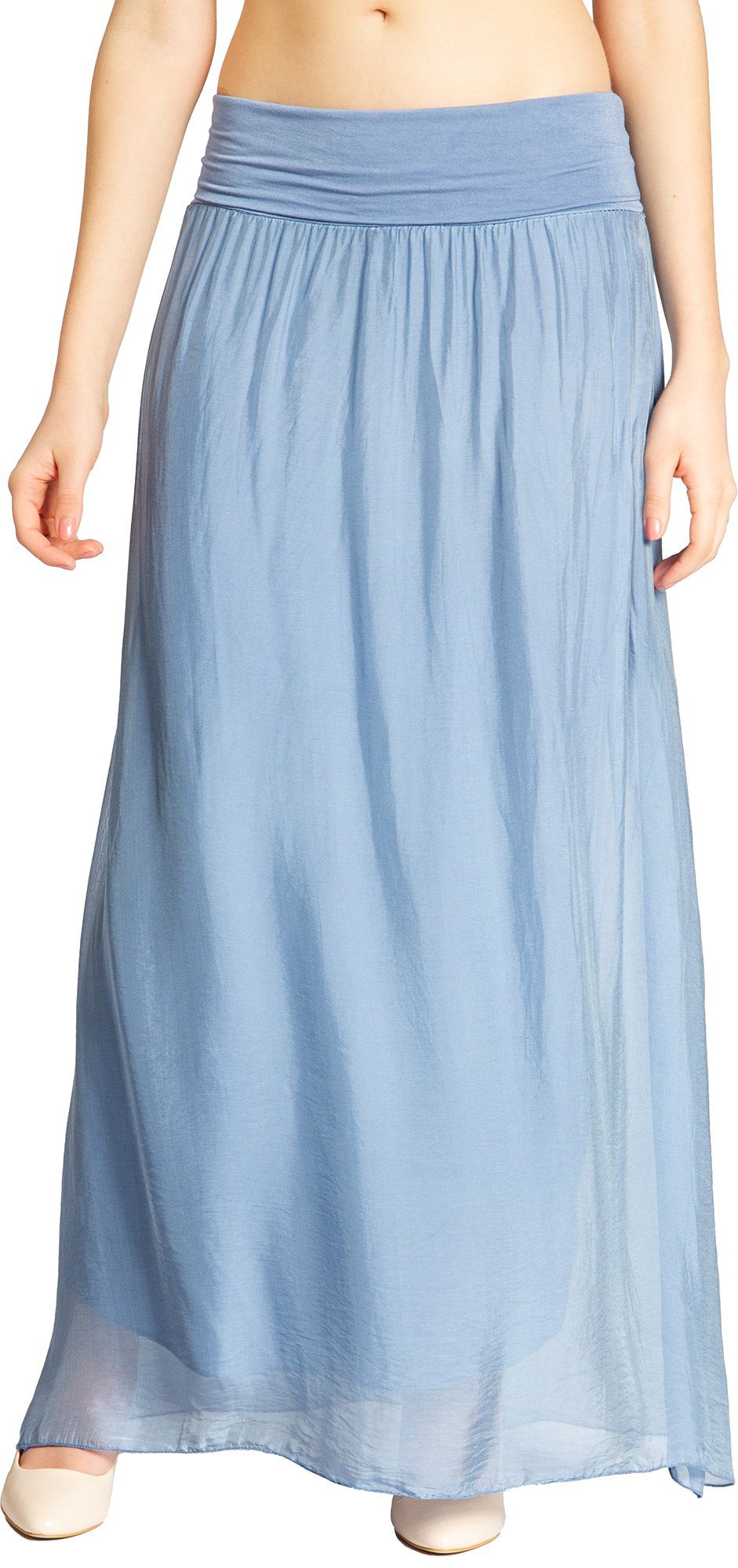 Caspar Faltenrock RO025 eleganter leichter Damen Sommer Rock mit Seidenanteil mit figurfreundlichem Stretch Bund - Made in Italy
