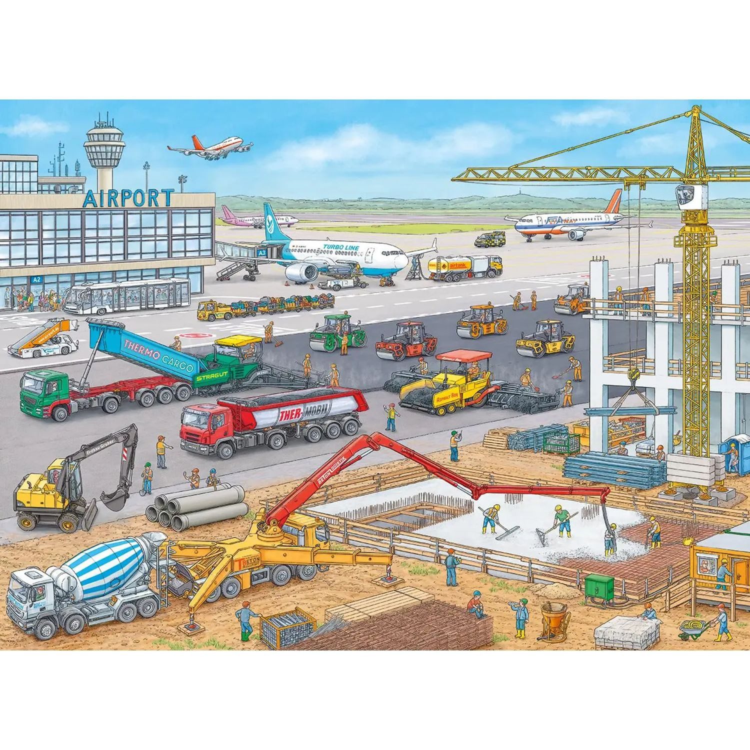 Ravensburger Puzzle Baustelle am Flughafen. Kinderpuzzle 100 Teile, 100 Puzzleteile