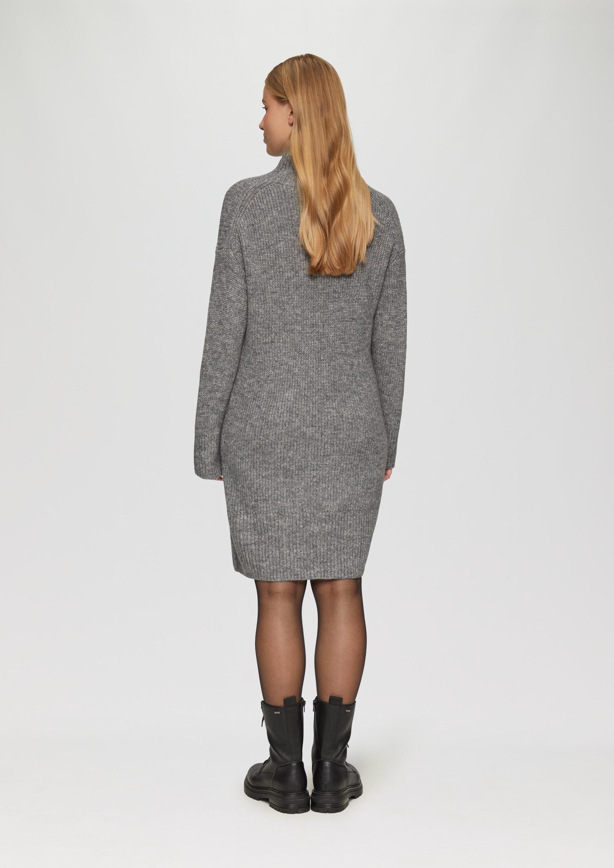 s.Oliver Minikleid Kleid Strickkleid mit Stehkragen und überschnittenen Schultern