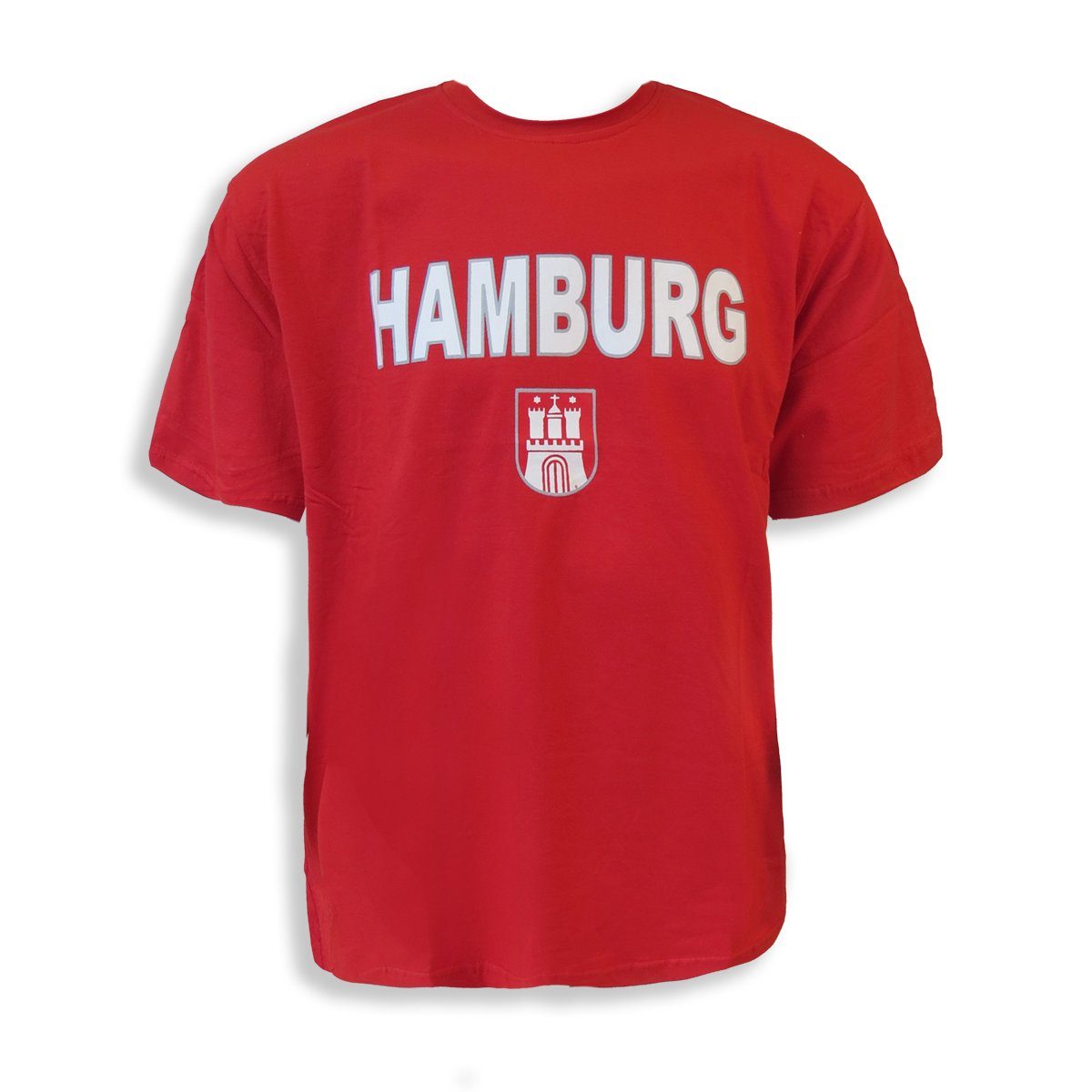 Sonia Baumwolle rot Herren Originelli Classic" Wappen "Hamburg T-Shirt T-Shirt