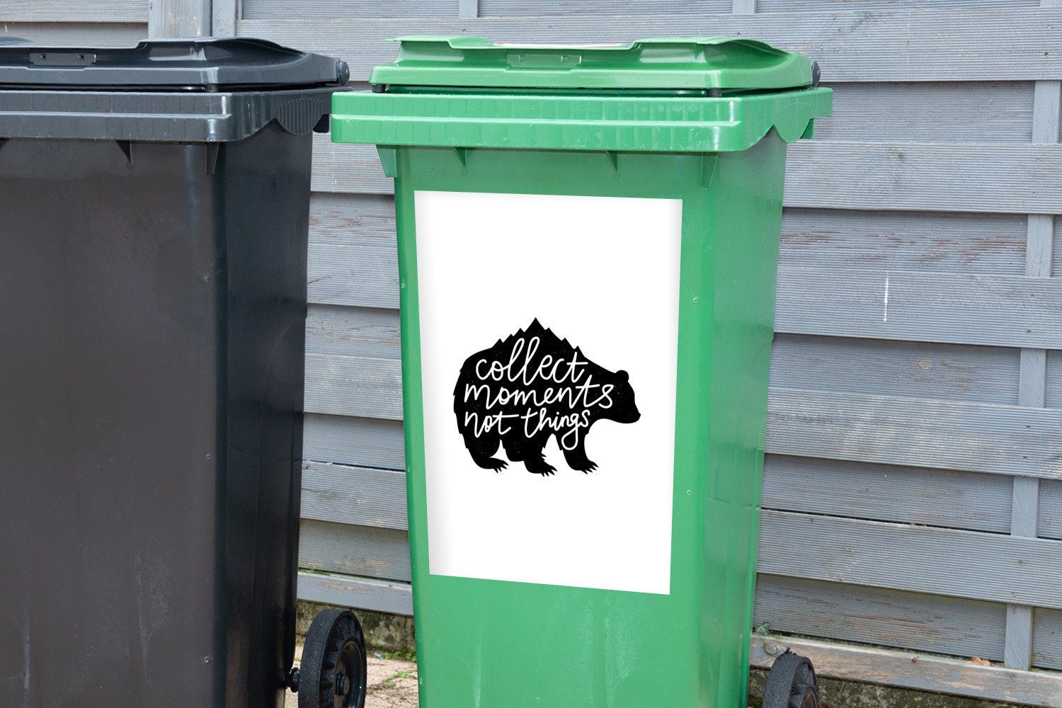 MuchoWow - Mülleimer-aufkleber, - Bär St), Container, Briefe Wandsticker - Zitate Scherenschnitt (1 Mülltonne, Abfalbehälter Sticker,