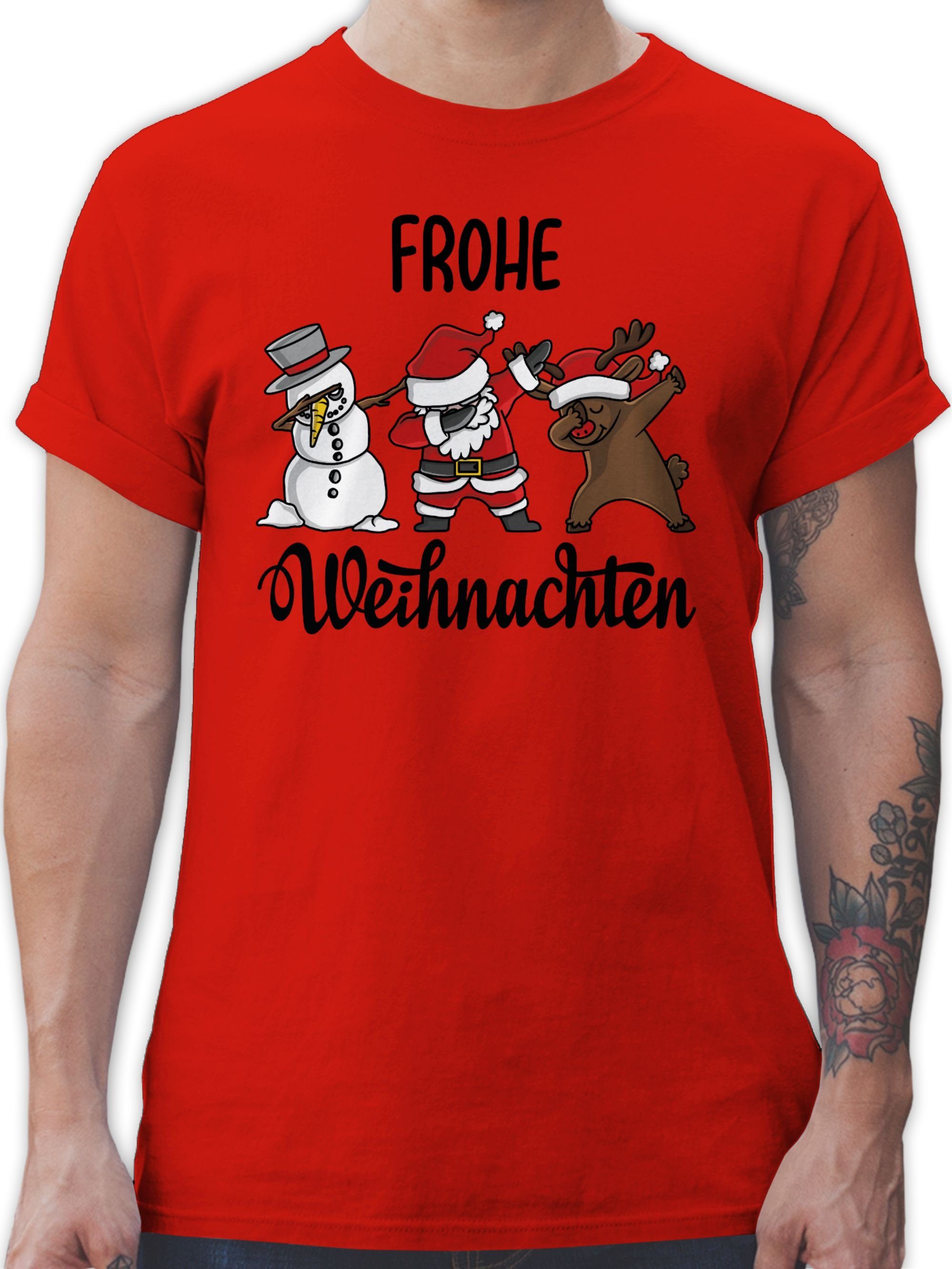 Shirtracer T-Shirt Dabbing Frohe Weihnachten Weihachten Kleidung 2 Rot