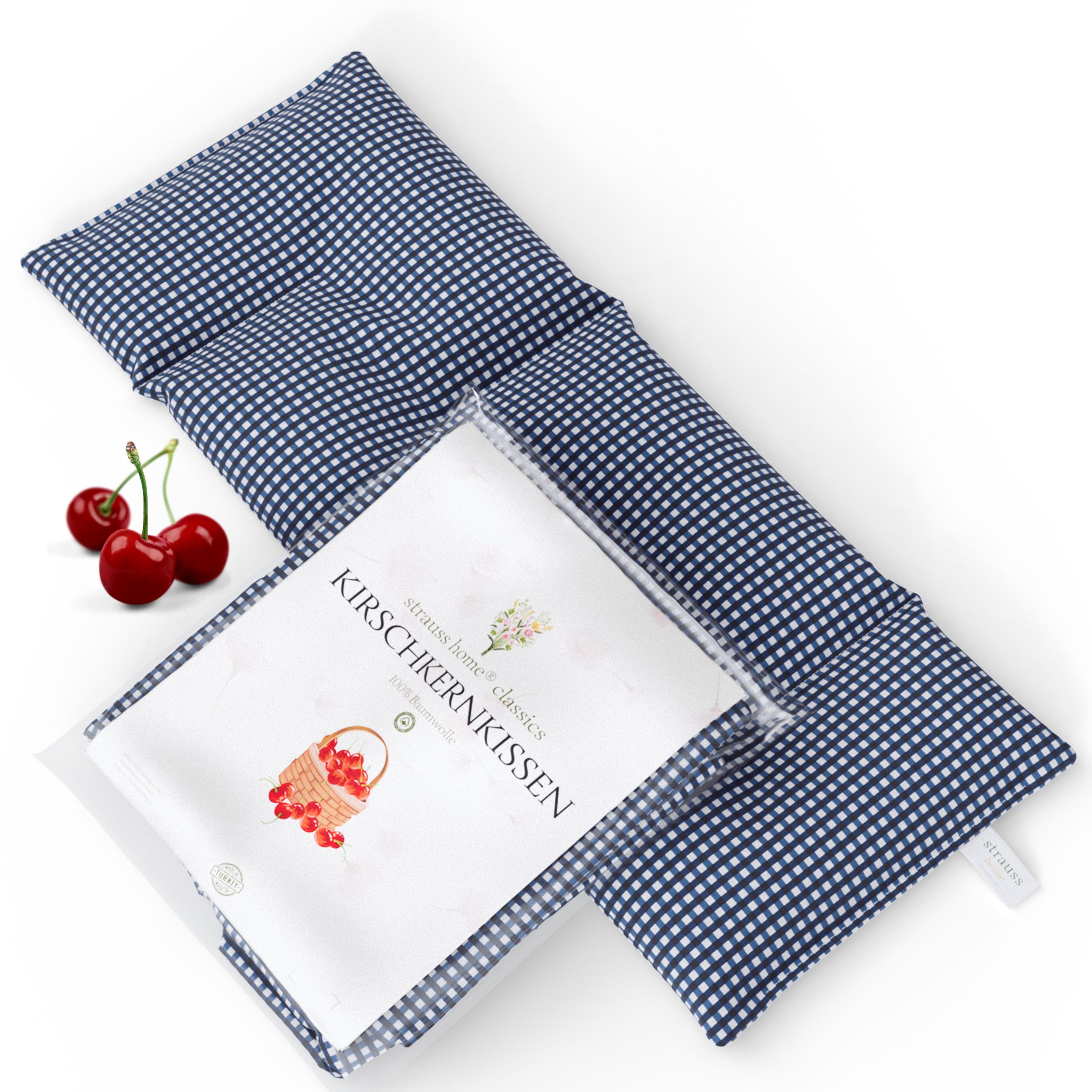 Strauss Home Грелки Подушка из вишневой косточки Gross, Mikrowellengeeignet, Подушки 50x20cm, (1-tlg), Abnehmbarer Bezug - 100% Baumwolle