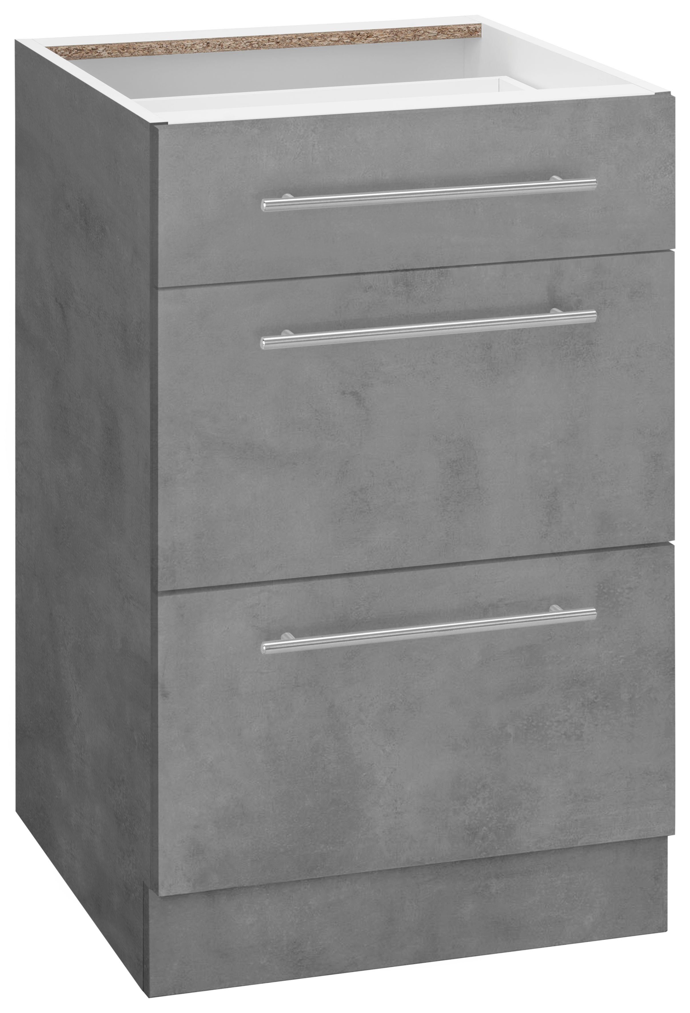 Flexi2 betonfarben/betonfarben wiho Breite Küchen 50 cm Unterschrank