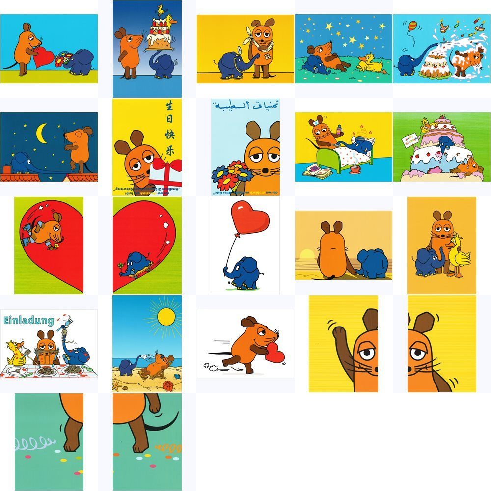 Postkarte n-Komplett-Set "Sendung mit der Maus"