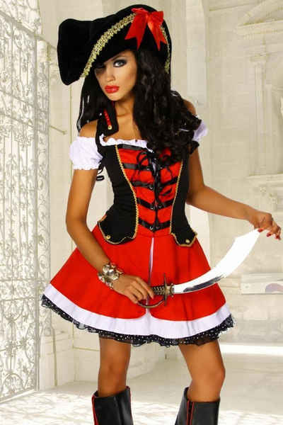 Piraten-Kostüm Piraten-Kostüm Piratin-Minikleid und Hut, Karneval Fasching Halloween