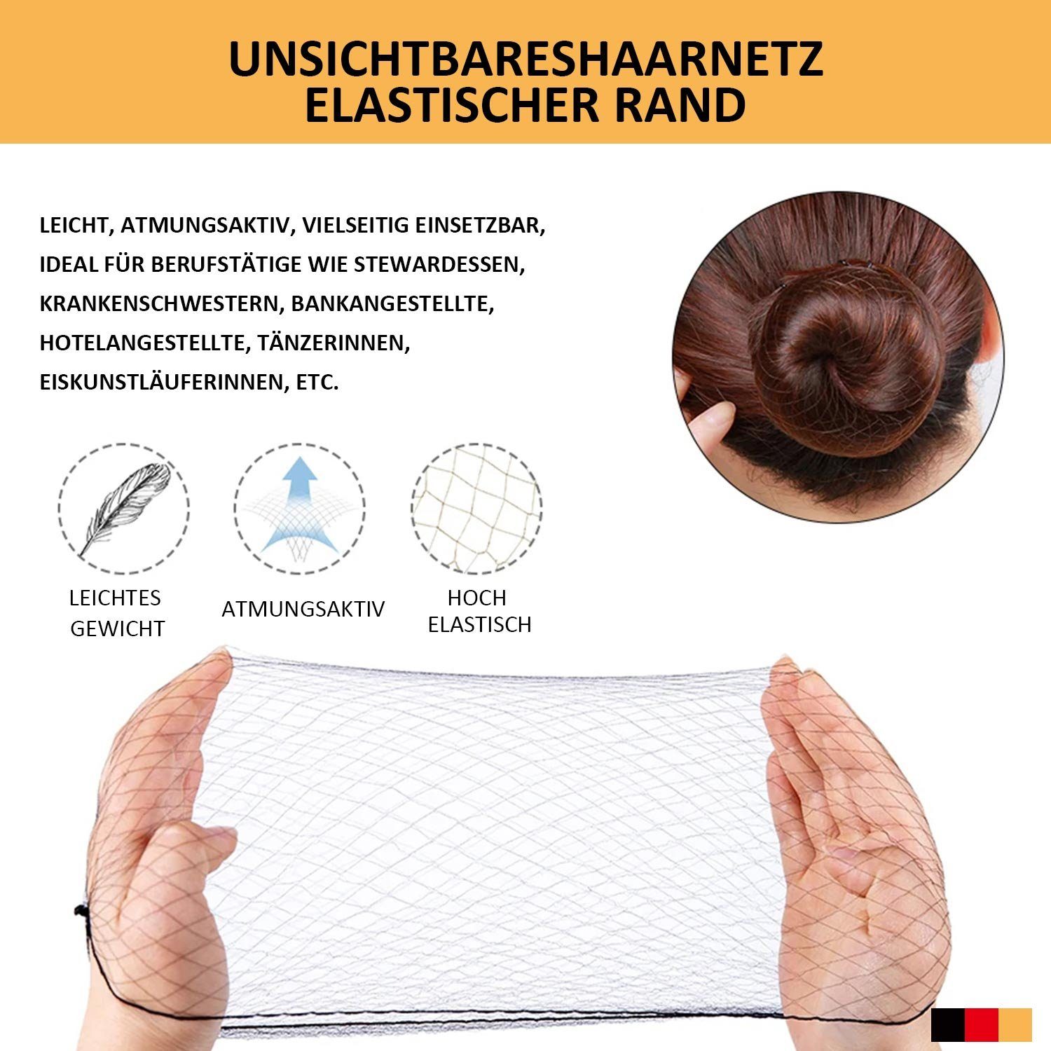 100 Stück MAGICSHE Haarnetz Dutt, Haarnetz UnsichtbareElastisches