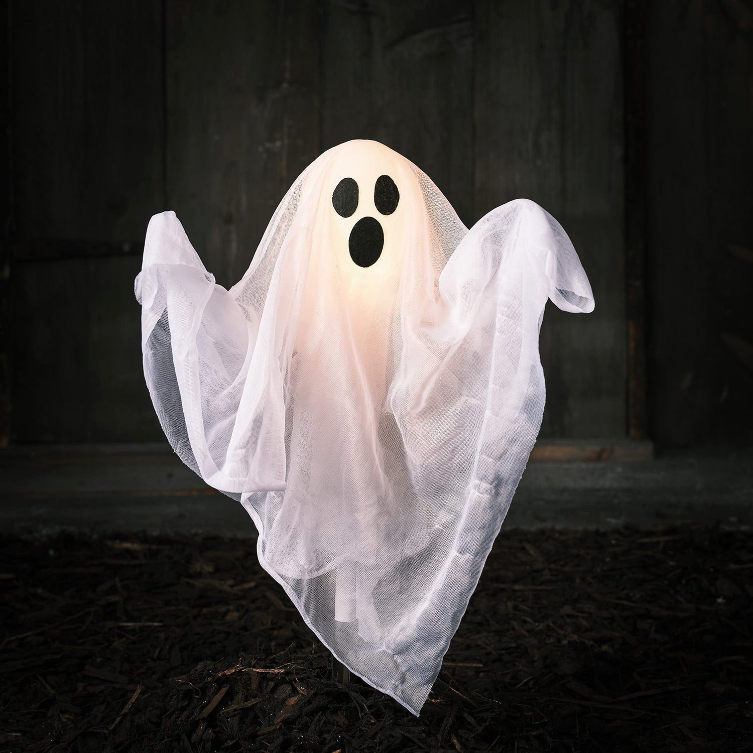Lights4fun LED-Dekofigur 40cm LED Stableuchte Spook der Geist