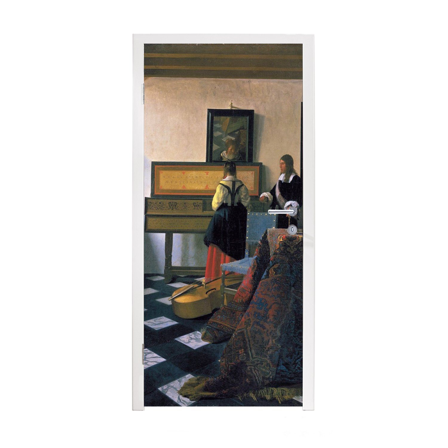 MuchoWow Türtapete für Die - Musikstunde Türaufkleber, bedruckt, cm St), Johannes Matt, Fototapete Vermeer, 75x205 (1 Tür