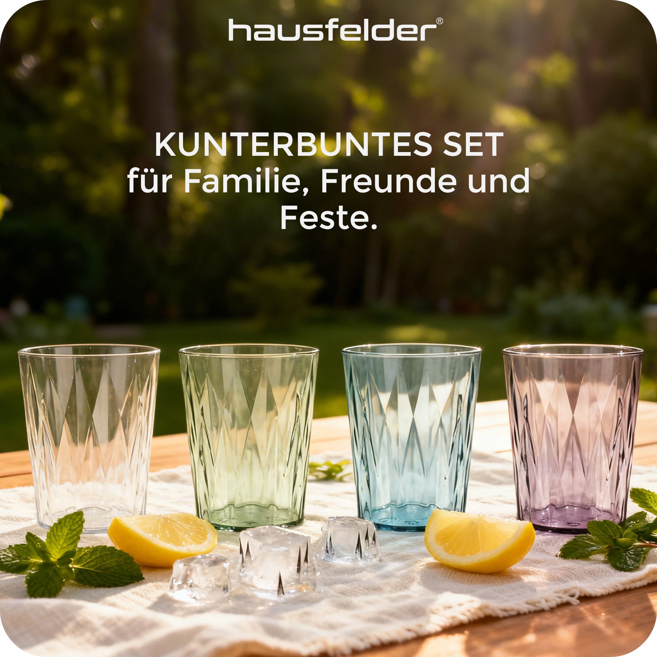 Hausfelder Gläser-Set Tritan Trinkbecherr aus Kunststoff 6er Set bunt, Weave Design, 6-tlg., Kunststoff, bruchsicherer Kunststoff in Glas-Optik – Bild 4 von 5