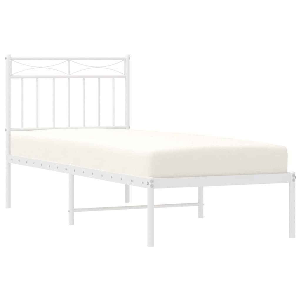 vidaXL Bettgestell, Bettrahmen mit Kopfteil Metall Weiß 80x200 cm günstig online kaufen