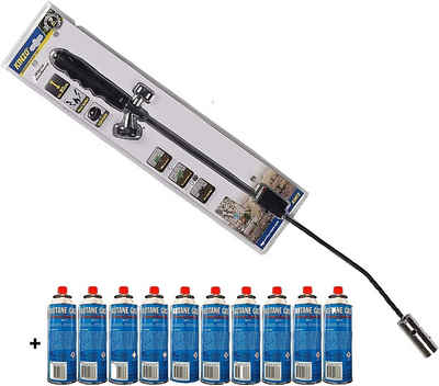 Kinzo Unkrautbrenner mobiler Unkrautvernichter 80cm ohne Kabel Gasbrenner mit Piezozündung, (inkl 10 Butangaskartuschen, Abflammgerät max 1000 °C), Unkraut Vernichter Unkrautvernichter Gasbrenner Brenner Unkrautbrenner