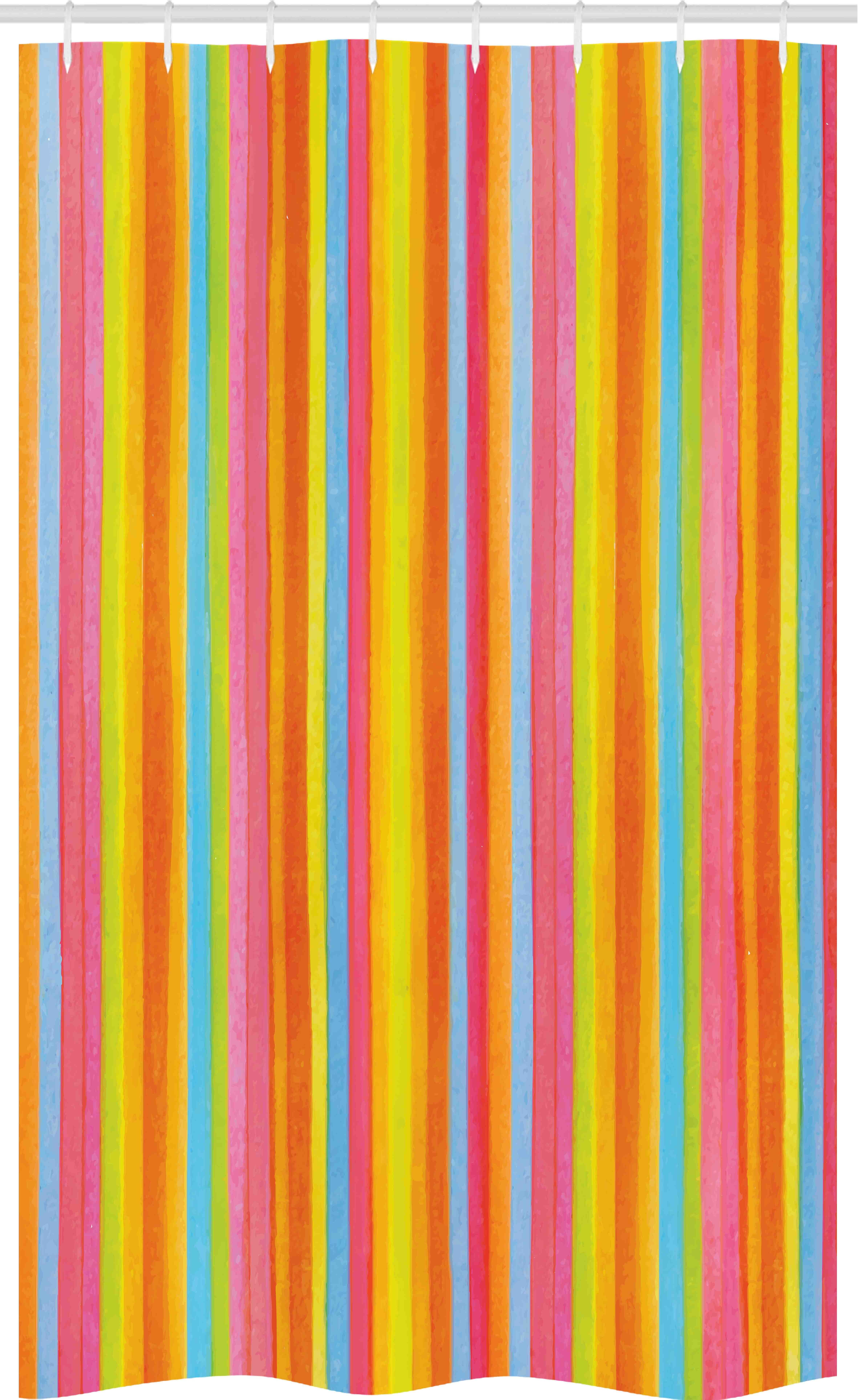 Abakuhaus Duschvorhang Badezimmer Deko Set aus Stoff mit Haken Breite 120 cm, Höhe 180 cm, Gestreift Vertikale Bunte Zeilen