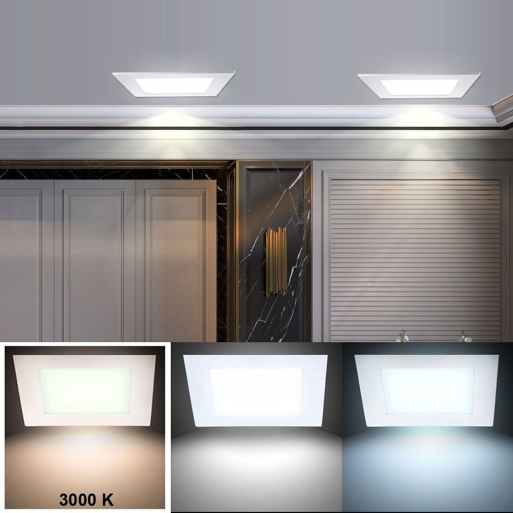 etc-shop LED Panel, LED-Leuchtmittel fest verbaut, Warmweiß, 2er Set LED Decken Einbau Leuchten Gästezimmer Panel Strahler