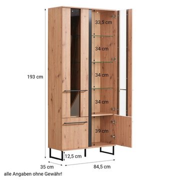 Homestyle4u Kommode Vitrine Highboard Wohnzimmerschrank Schrank Holz (Kein Set)