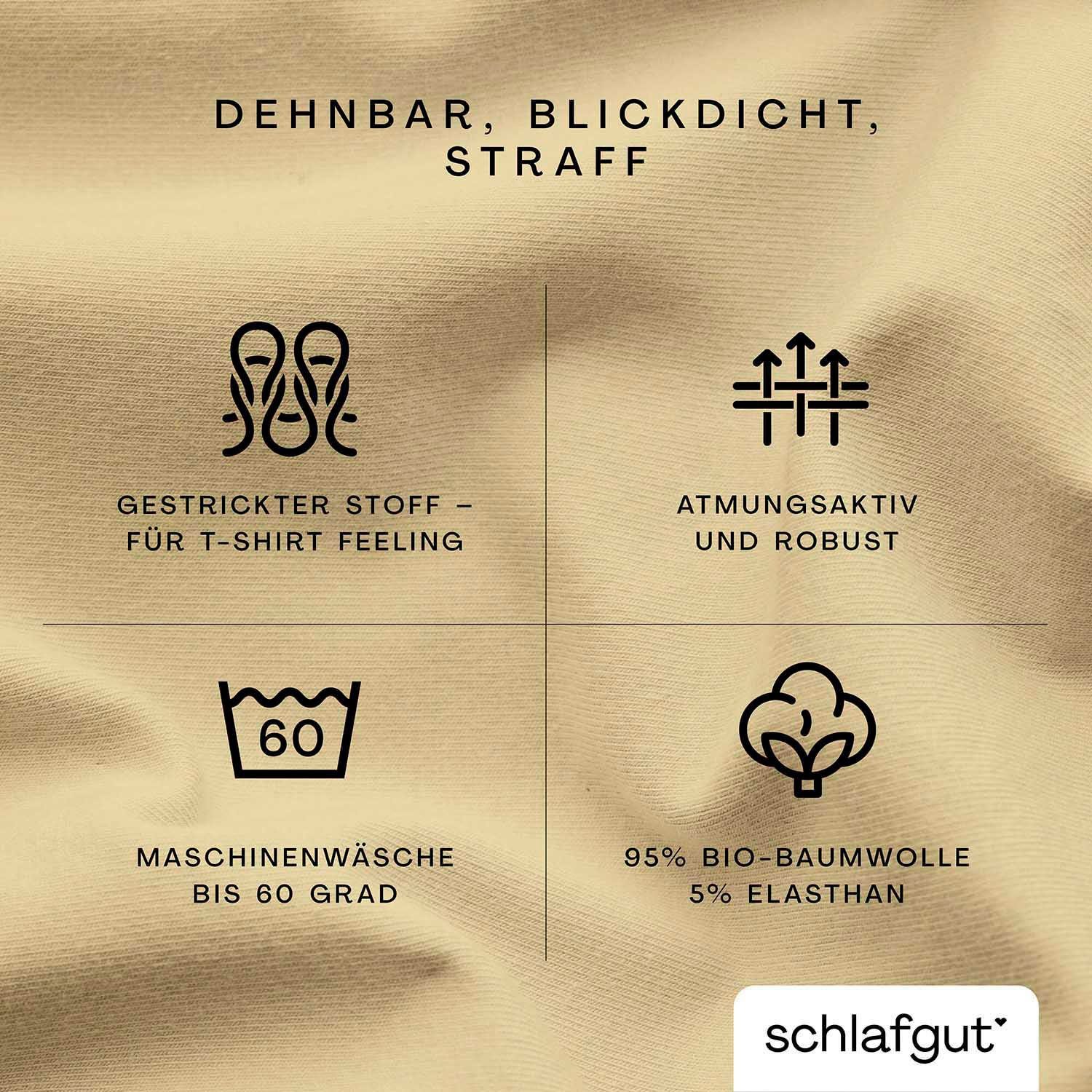 Schlafgut Spannbettlaken PURE Bio-Baumwolle mit Elasthan, 170 g/m², Bettlaken, Spannbetttuch, Jersey, Gummizug: rundum, (1 Stück), PREMIUM Laken für Matratzen bis 30cm Höhe, dehnbar blickdicht, straff