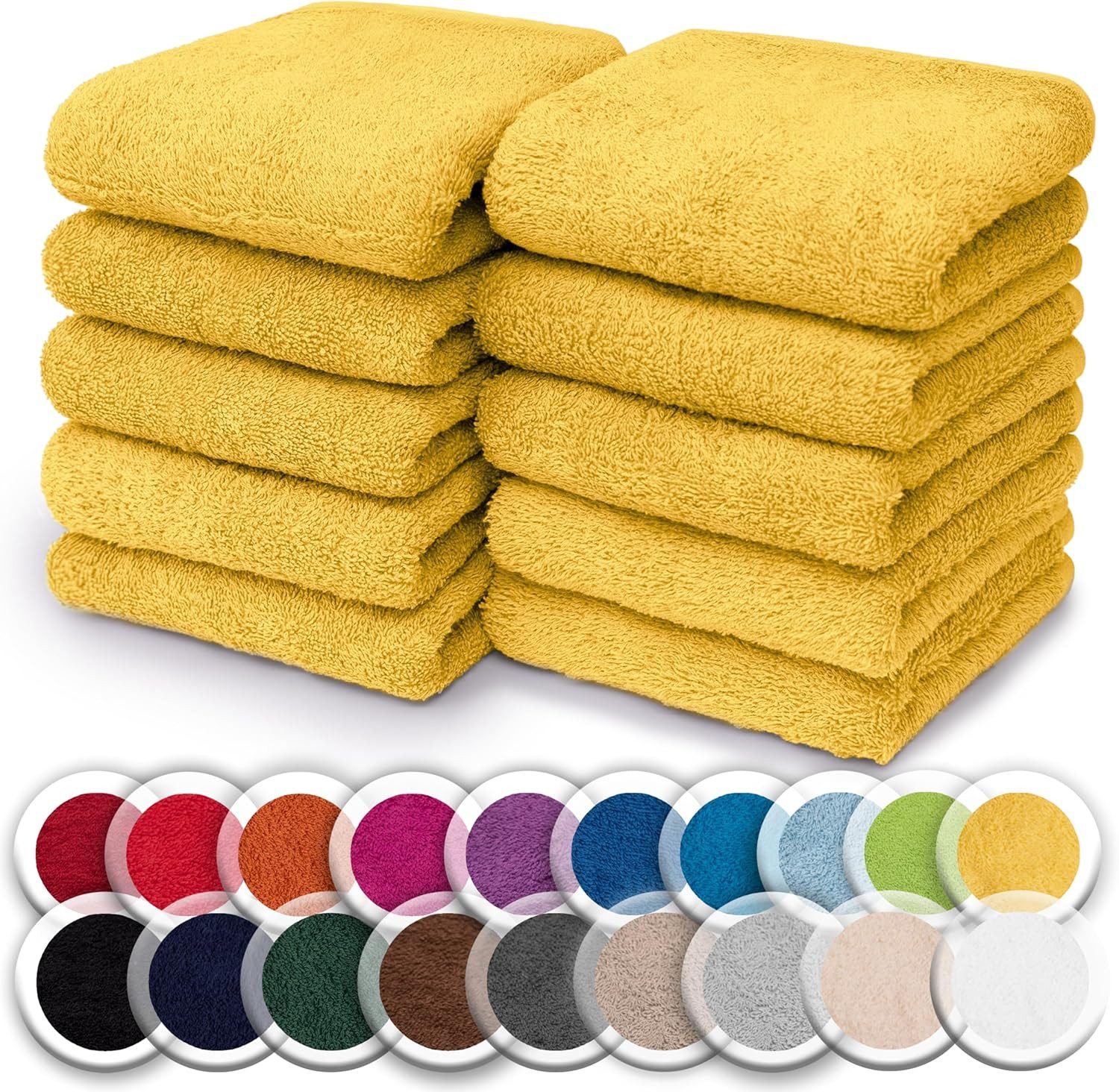 NatureMark Seiftuch 10er-Set Seiftücher 30x30cm 100% Baumwolle, (10-St), Frottier Waschlappen Seiflappen 30 x 30 cm, Gelb