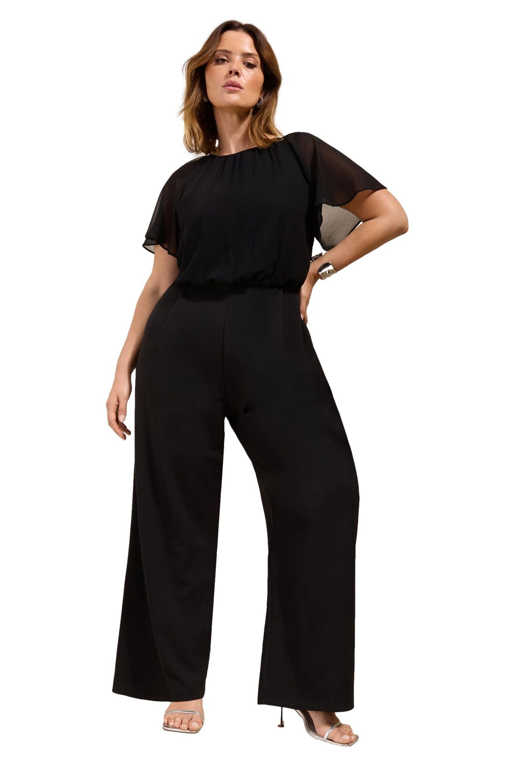 Friends Like These Jumpsuit Friends Like These Scuba-Jumpsuit + Chiffon, Curve (1-tlg)