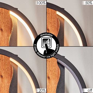 hofstein Wandleuchte dimmbare Wandlampe aus Metall/Holz in Schwarz/Natur, LED fest integriert, Leuchte mit Schirm(22cm), dimmbar ü. Lichtschalter, 1700 Lumen, 12 W