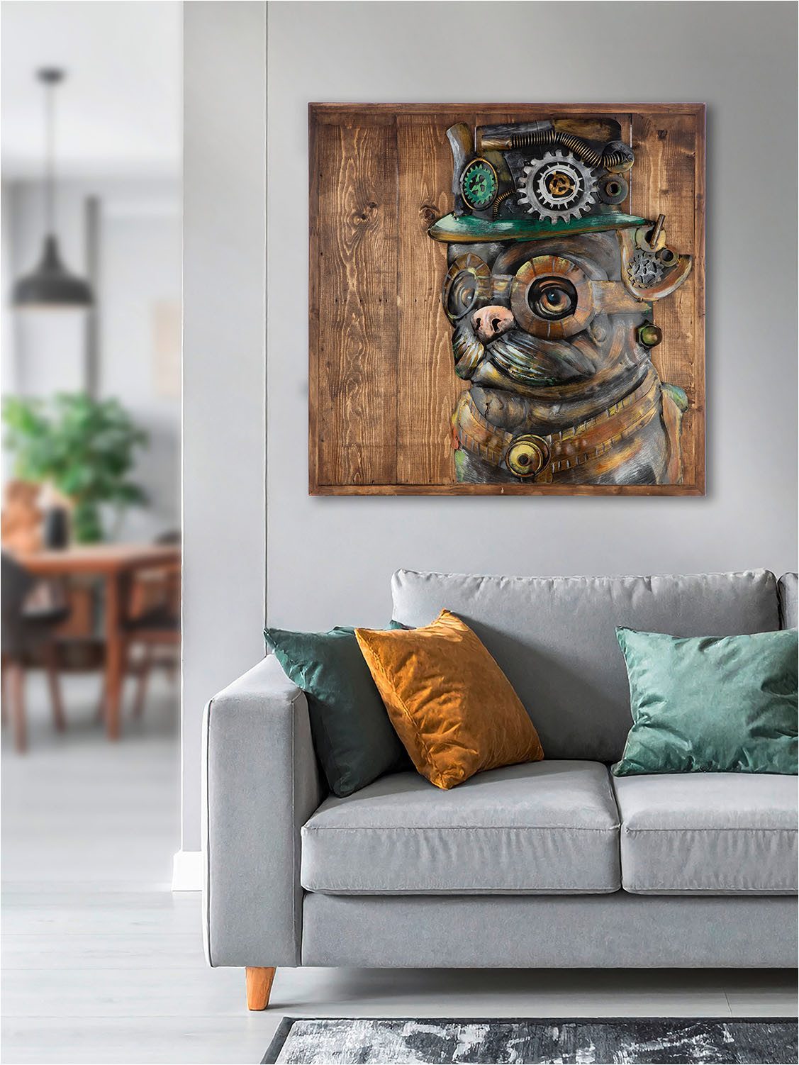 GILDE Metallbild Bild quadratisch Steampunk Dog, Tiere (1 St)