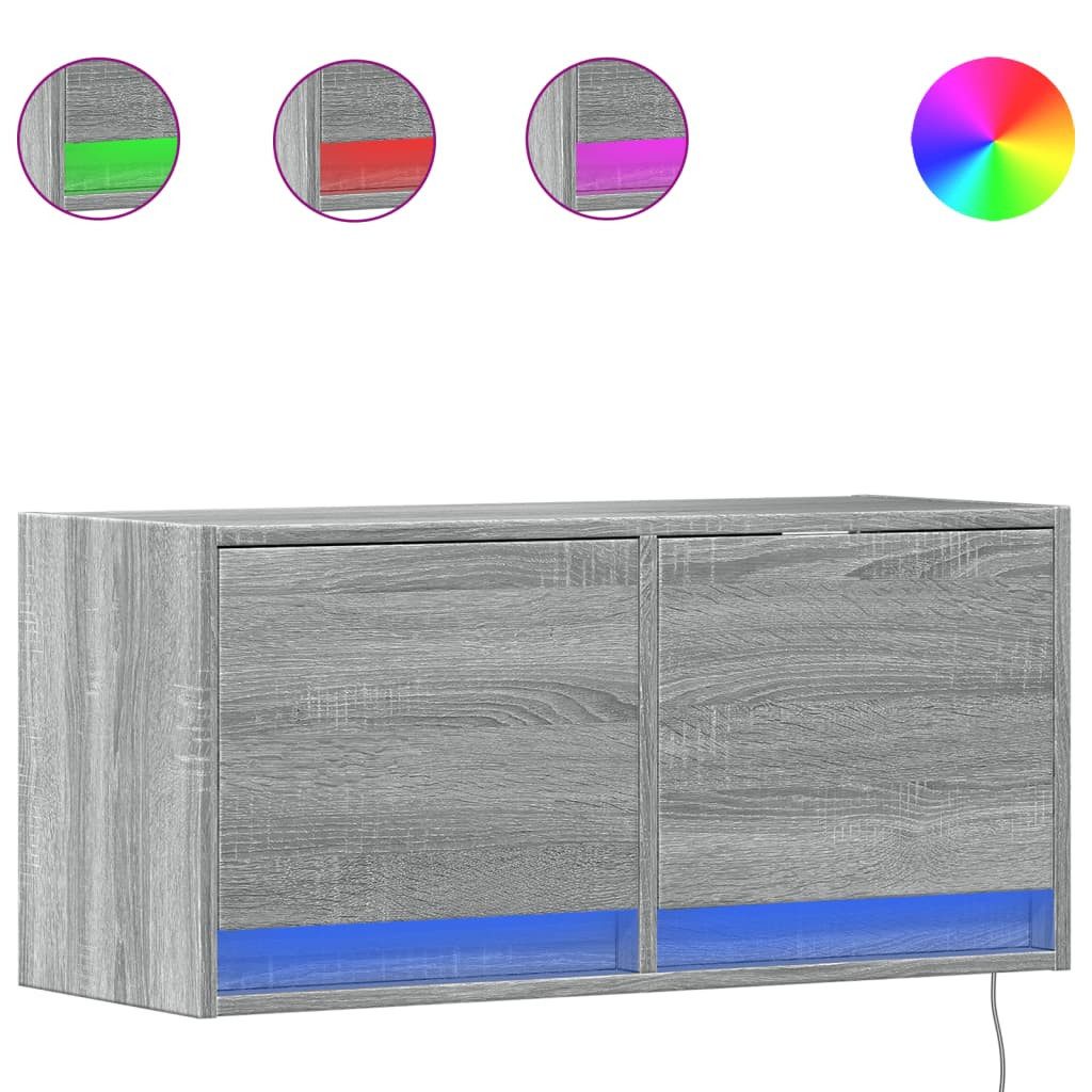 vidaXL TV-Wand TV-Wandschrank mit LED-Beleuchtung Grau günstig online kaufen