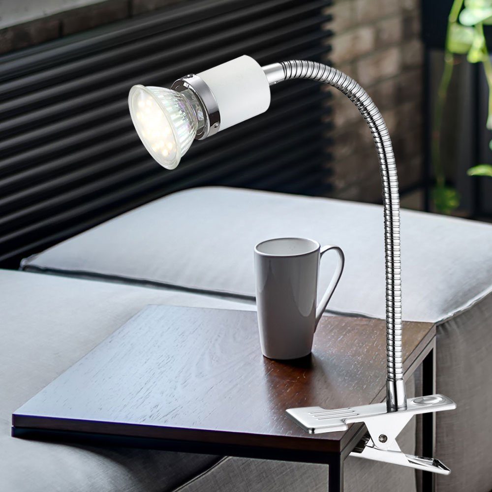 GLOBO LIGHTING Klemmleuchte, Leuchtmittel inklusive, Warmweiß, LED Klemmlampe LED Schwanenhals Tischlampe