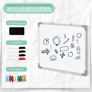 HOMCOM Magnettafel Whiteboard Magnettafel, leicht abwischbar, mit 4 Markern, 10 Magneten, (Set, 1-tlg., Whiteboard), mit 4 Markern 10 Magnet abwischbar 60 x 45 cm