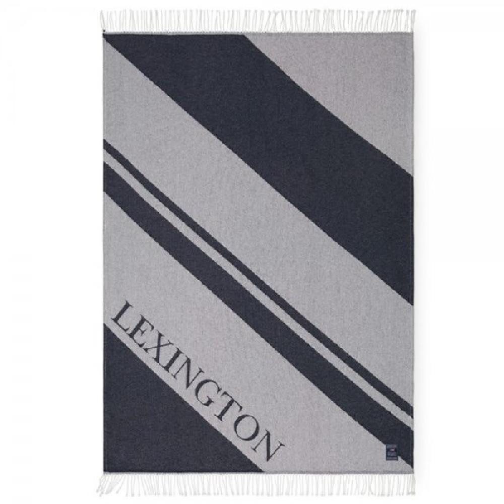 Wohndecke LEXINGTON Decke Logo Recycled Cotton Blue White (130x170)